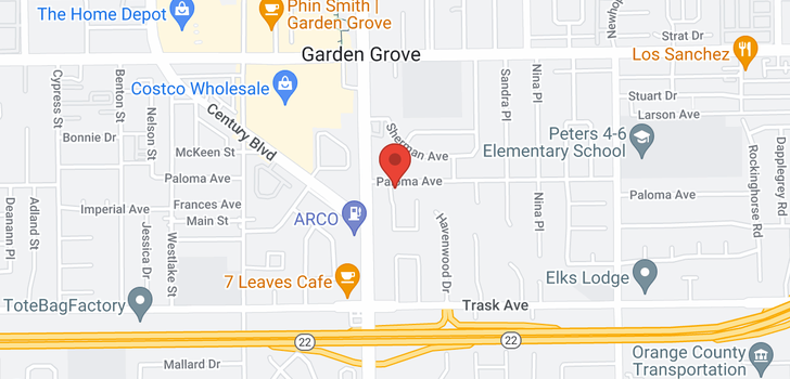 map of 13242 Ramona Garden Grove, CA 92843